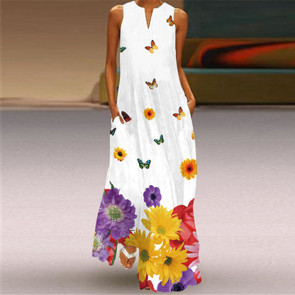 Langes Kleid mit lebhaftem Print von Andrea Serena