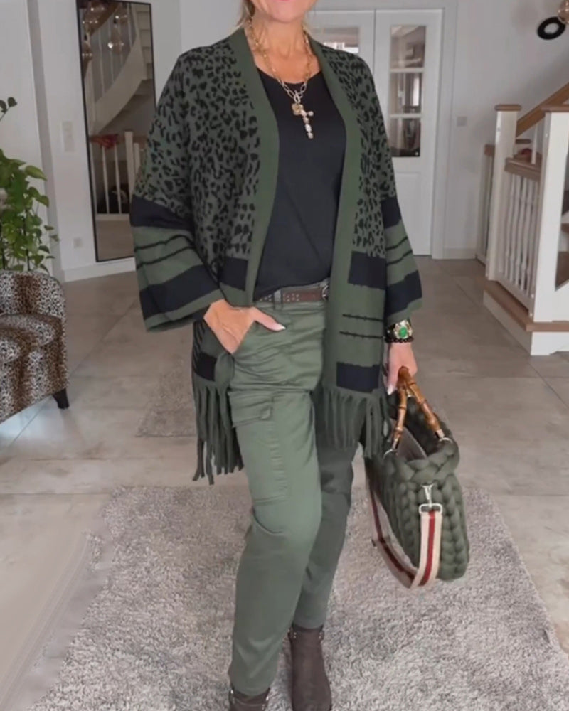 Andrea's™ | Langarm-Cardigan mit Leopardenmuster