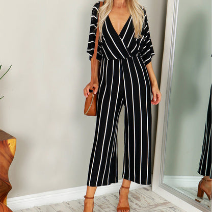 Chic Striped Andrea Serena Wide-Leg Jumpsuit