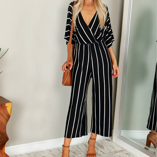 Chic Striped Andrea Serena Wide-Leg Jumpsuit