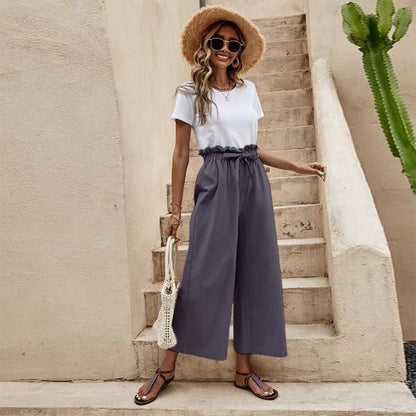 Pinterest-inspirierte Leinenhose von Andrea Serena mit weitem Bein
