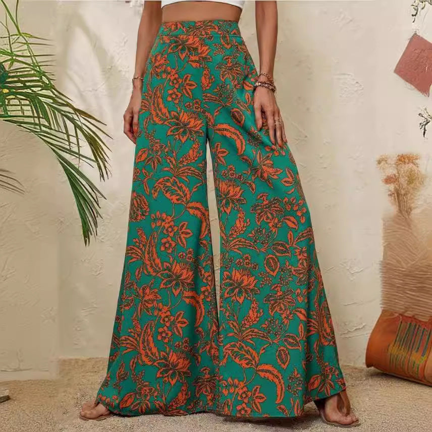 Elegante, weite Hose mit Blumenmuster von Andrea Serena