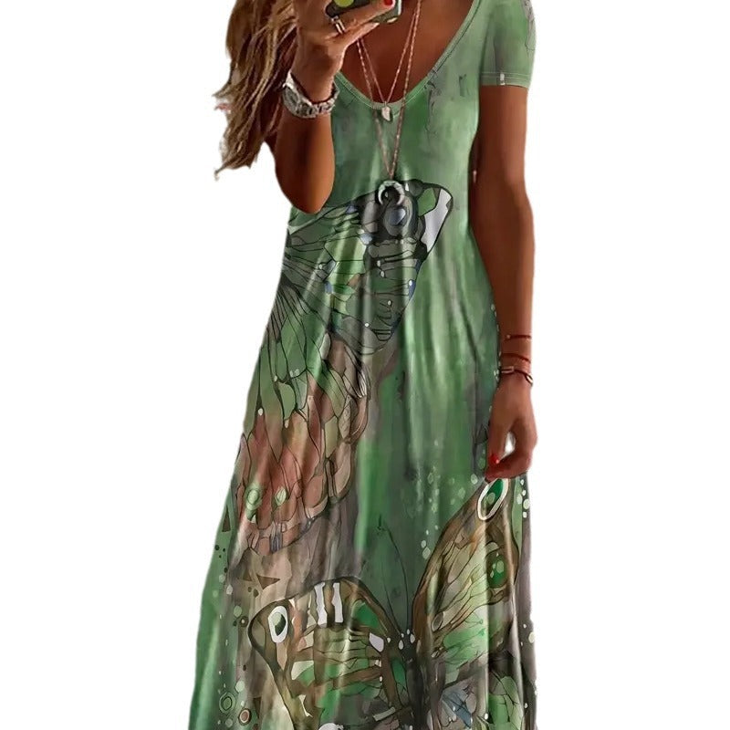 Maxikleid von Andrea Serena mit Schmetterlingsmuster im Boho-Stil