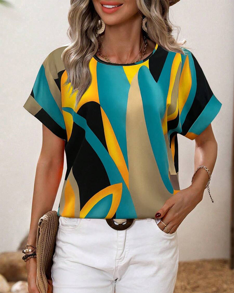 Andrea's™ | T-Shirt Rundhals Kontrastdruck