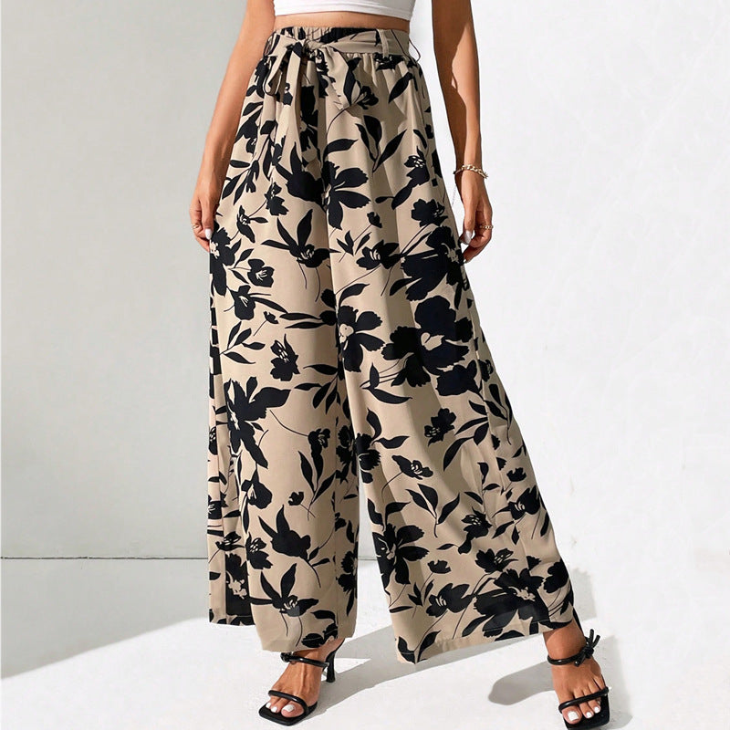 Geblümte High-Waist-Hose mit weitem Bein von Andrea Serena