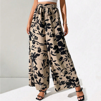 Geblümte High-Waist-Hose mit weitem Bein von Andrea Serena