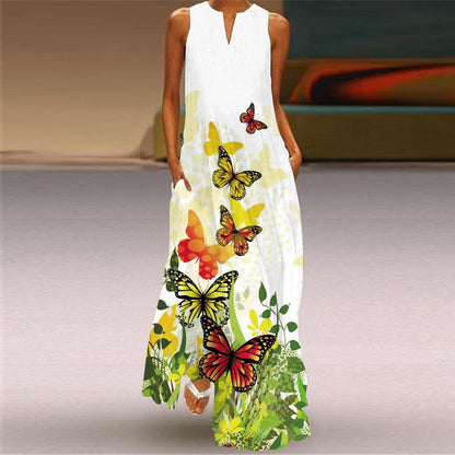 Ärmelloses Maxikleid mit lebhaftem Print von Andrea Serena