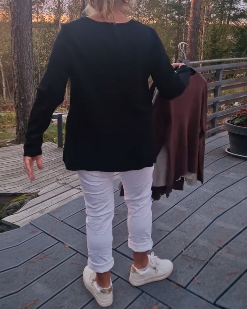 Andrea's™ | Strickjacke Metallknopf langärmelig