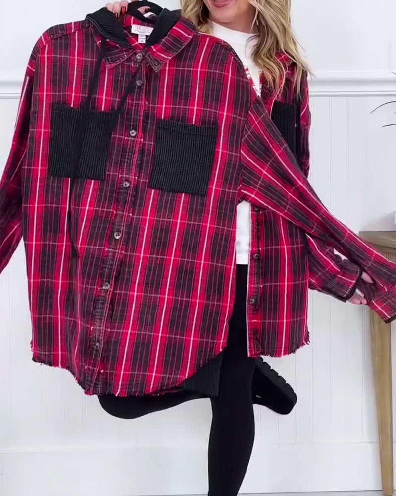 Andrea's™ | Jacke modische Kapuze kariert