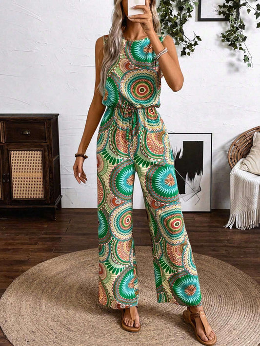 Ärmelloser Jumpsuit im Boho-Stil mit Print von Andrea Serena
