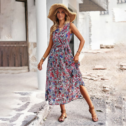Elegantes Andrea Serena Urlaubs-Midikleid mit Blumenmuster