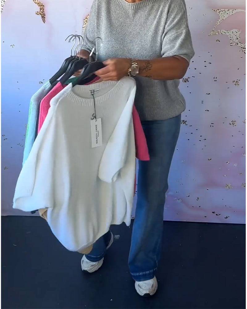 Andrea's™ | Lässiger, lockerer pullover mit rundhalsausschnitt und unifarbe