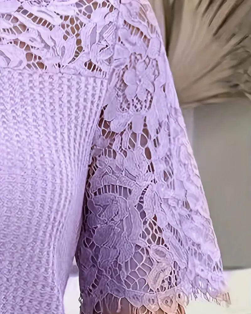 Andrea's™ | T-Shirt Spitzen Einsatz Gestrickt