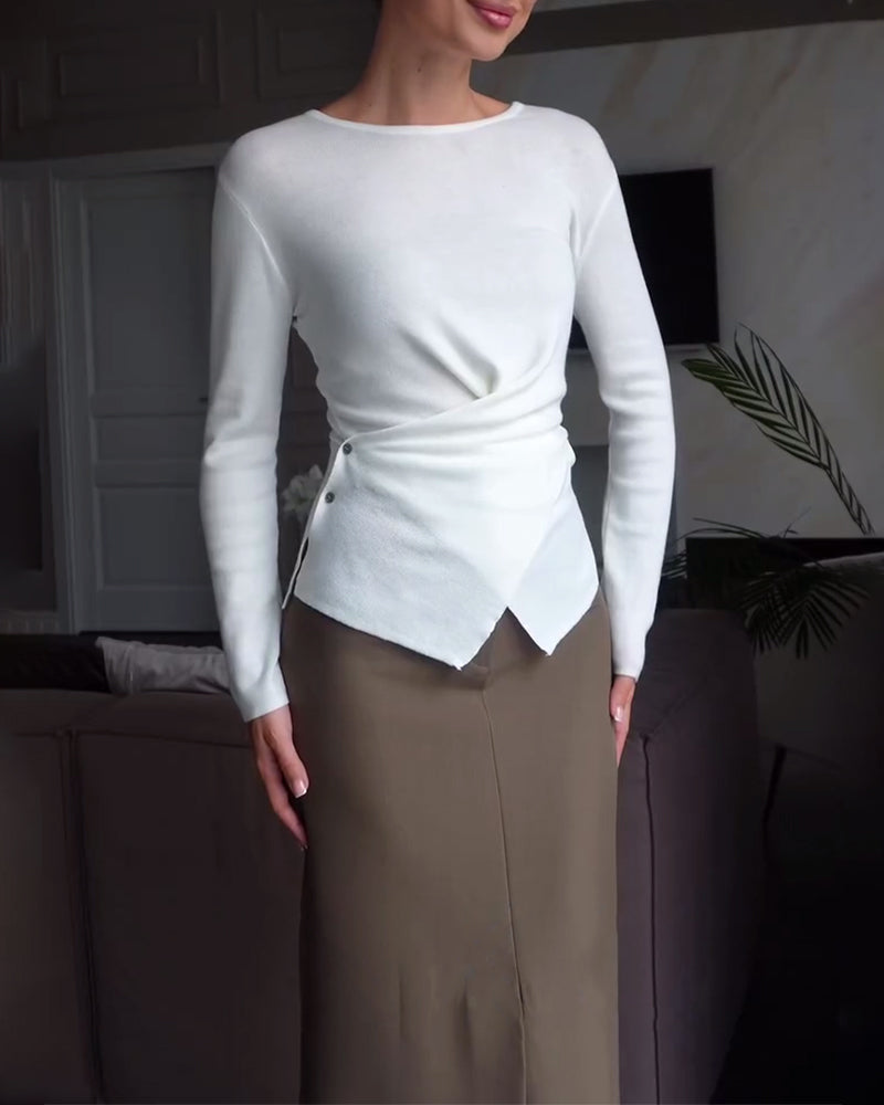 Andrea's™ | Pullover Kreuz Design Knopf Betont