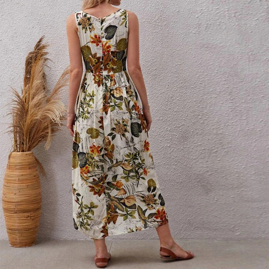 Geblümtes A-Linien-Baumwollkleid von Andrea Serena