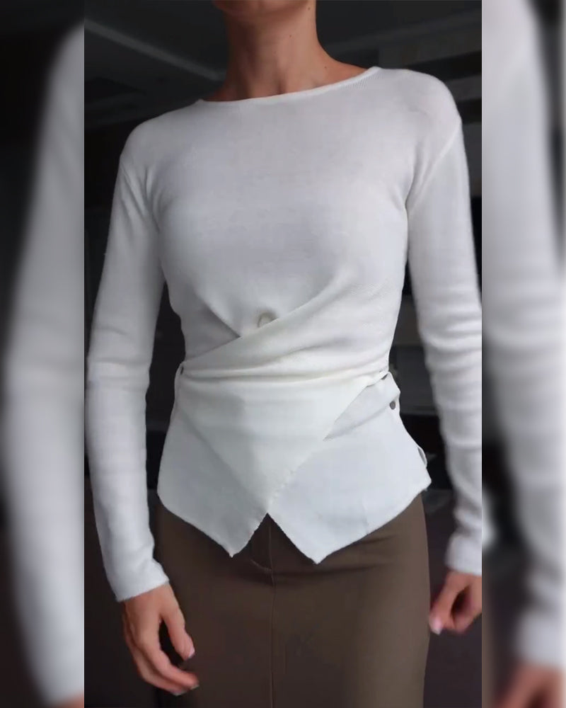 Andrea's™ | Pullover Kreuz Design Knopf Betont