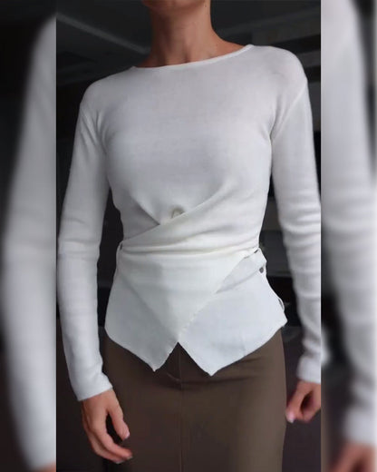 Andrea's™ | Pullover Kreuz Design Knopf Betont