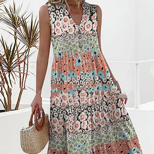 Andrea's™ | Lässiges Maxikleid mit Blumenmuster und V-Ausschnitt