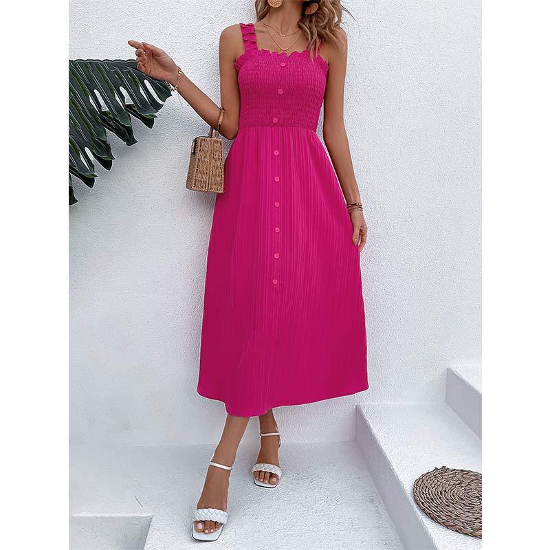 Elegantes, hochtailliertes Rosenkleid von Andrea Serena