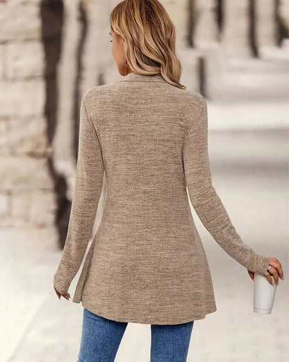 Andrea's™ | Unifarbene langärmelige lässige Mode Strickjacke