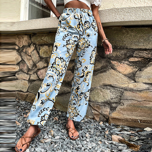 Hose mit Blumenmuster und geradem Bein von Andrea Serena