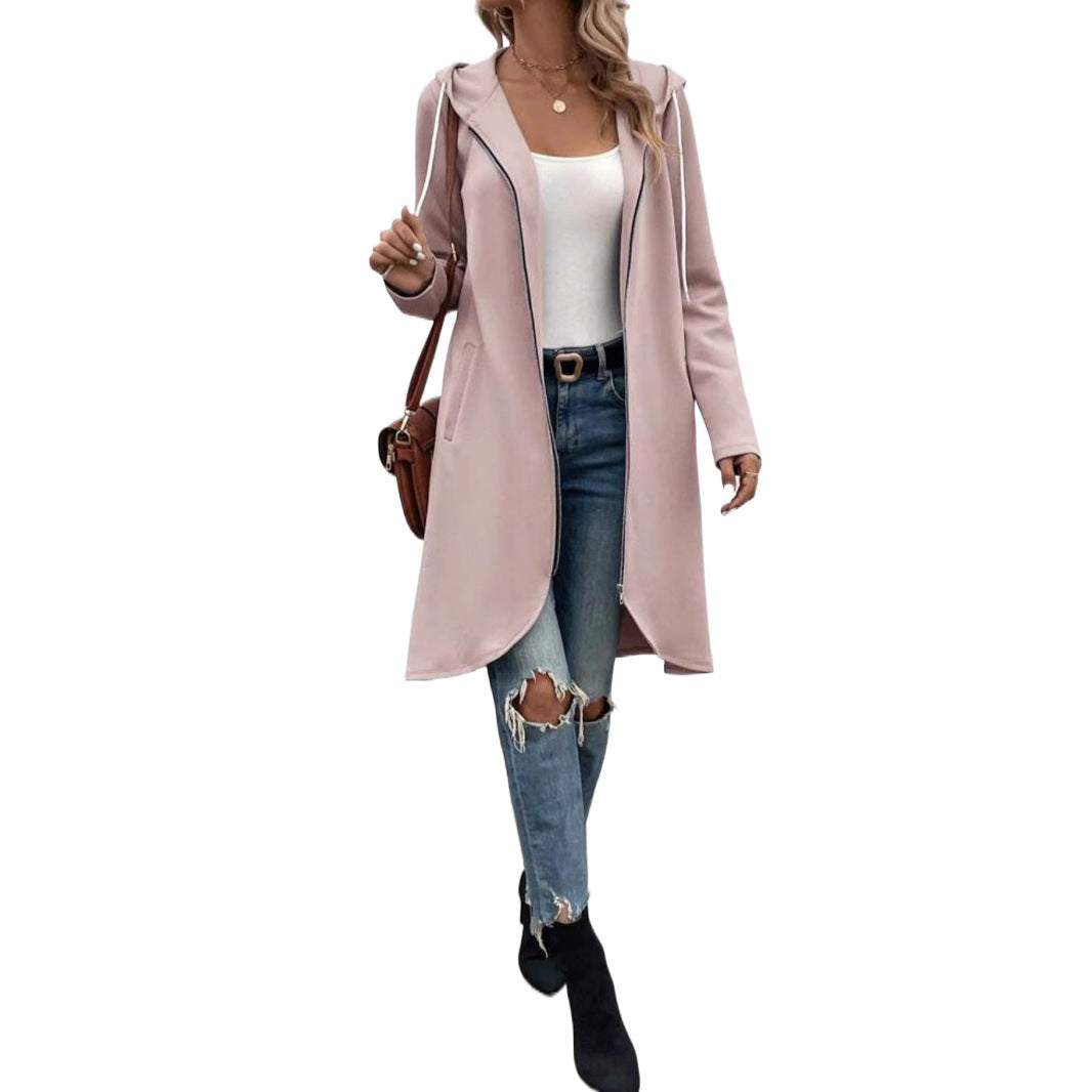 Andrea's™ | Langer Kapuzen-Cardigan mit Reißverschluss – Leichte Jacke mit Taschen
