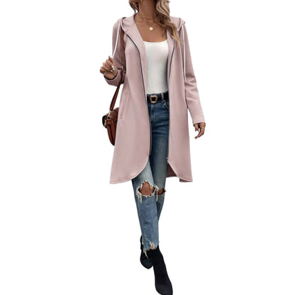 Andrea's™ | Langer Kapuzen-Cardigan mit Reißverschluss – Leichte Jacke mit Taschen