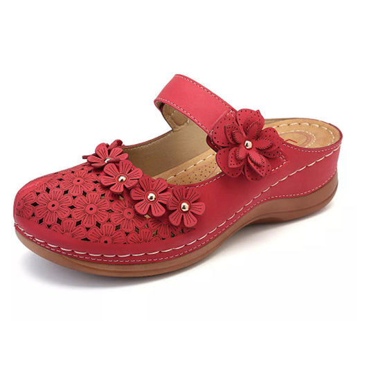 Andrea's™ | Sommerliche Damen Keilsandalen mit Vintage-Blumenmuster