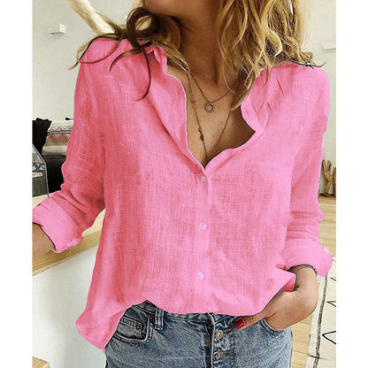 Andrea Serena Cardigan-Bluse mit lockerer Passform und Reverskragen