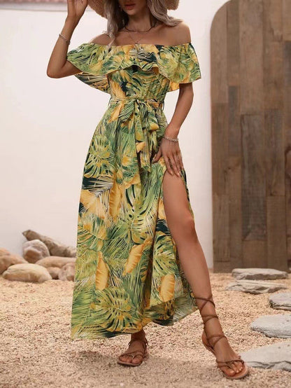 Elegantes Andrea Serena Rüschen-Maxikleid mit Blumenmuster