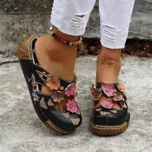 Boho Floral Andrea Serena Round Toe Sandals