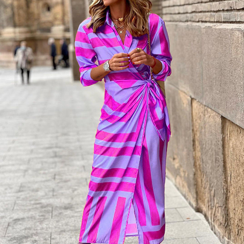 Andrea's™ | Wickel-Maxikleid im Polo-Stil mit lebendigen Farben