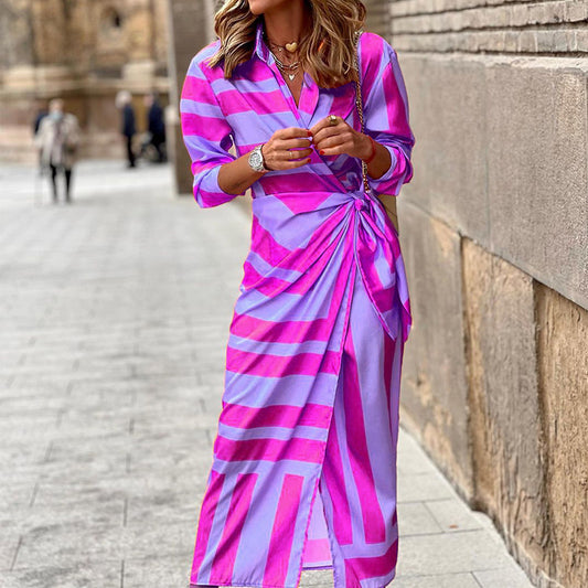 Andrea's™ | Wickel-Maxikleid im Polo-Stil mit lebendigen Farben
