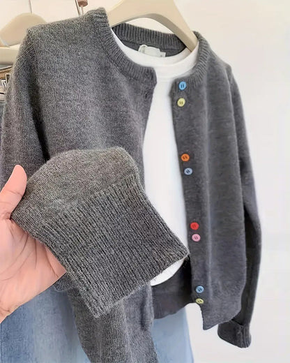 Andrea's™ | Strickjacke lässig einfarbig langarm