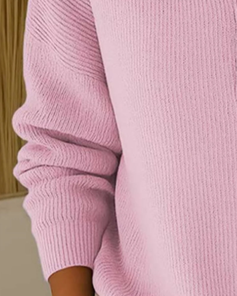 Andrea's™ | Pullover Halb Knopf Revers Uni