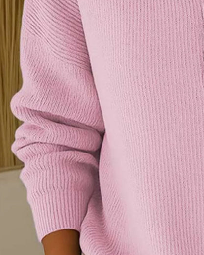 Andrea's™ | Pullover Halb Knopf Revers Uni