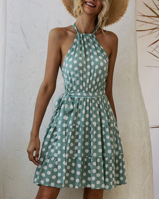 Schickes Polka-Dot-Neckholderkleid von Andrea Serena