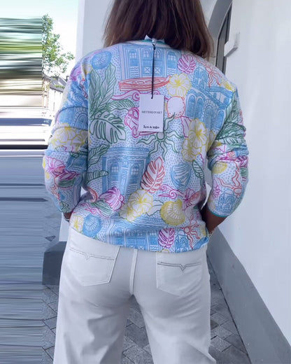 Andrea's™ | Pullover V-Ausschnitt bedruckt modisch