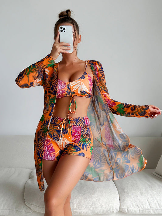 Dreiteiliges Bikini-Set von Andrea Serena mit lebendigem Print