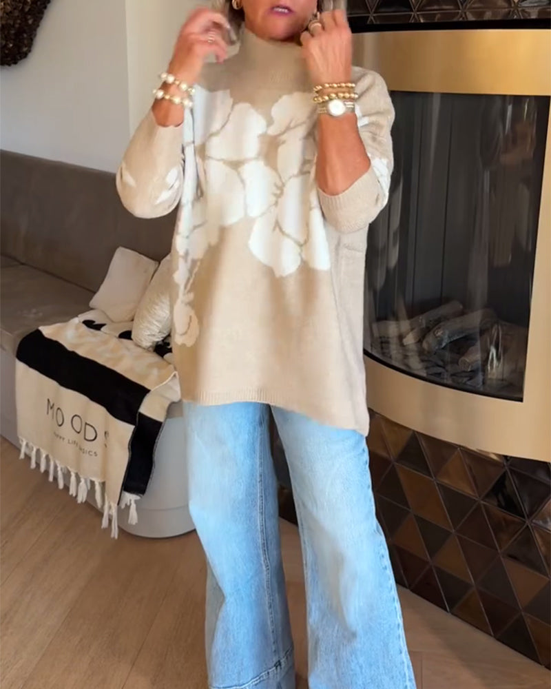 Andrea's™ | Pullover Stehkragen Blumenprint