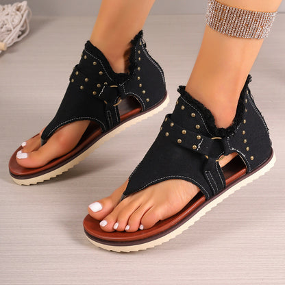 Andrea's™ | Zehenstegsandalen mit Reißverschluss hinten