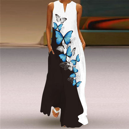Langes Kleid mit lebhaftem Print von Andrea Serena