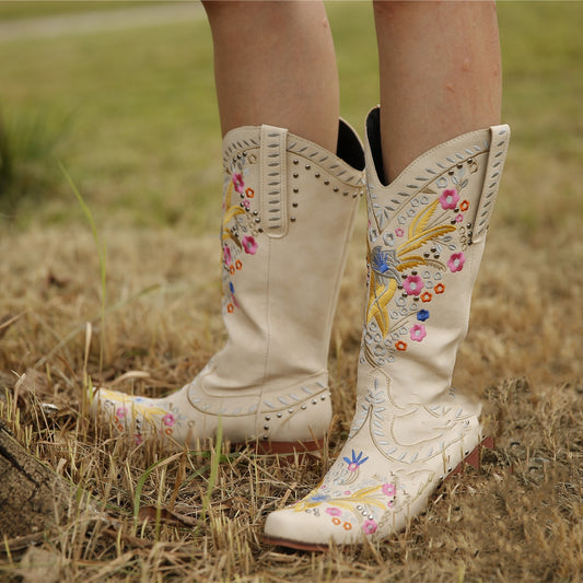 Andrea's™ | Damen-Stiefel mit mittlerem Schaft und ethnischer Stickerei
