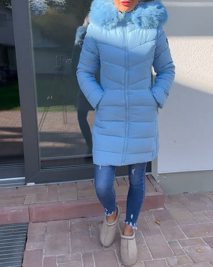 Andrea's™ | Lässige, einfarbige, wattierte jacke mit reißverschluss und tasche