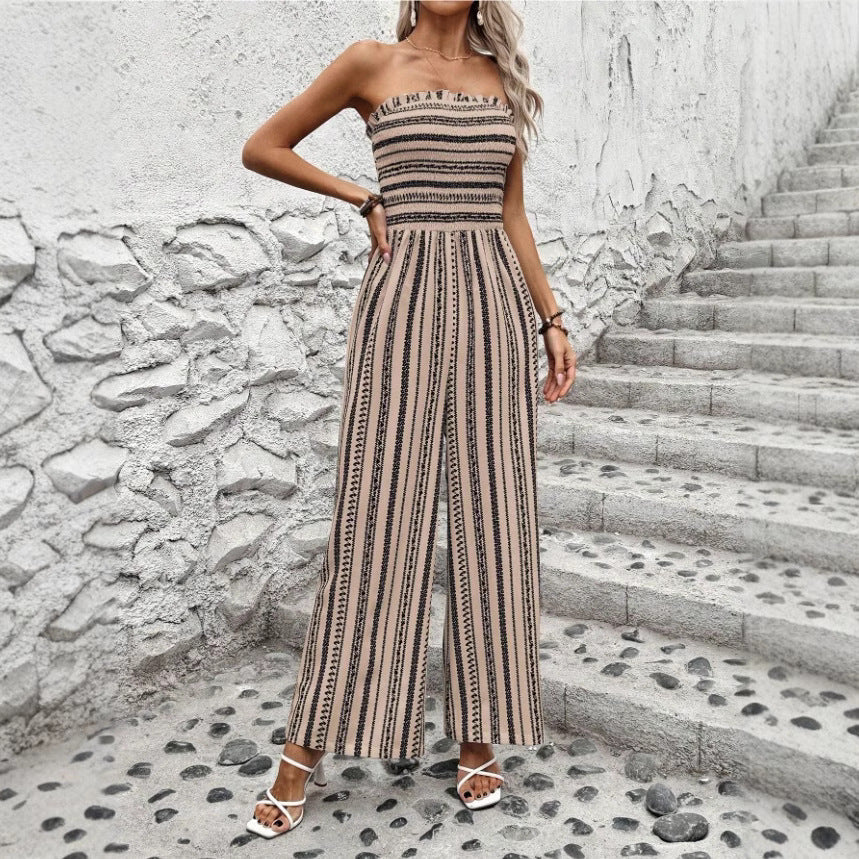 Schicker gestreifter Andrea Serena Tube Top Jumpsuit