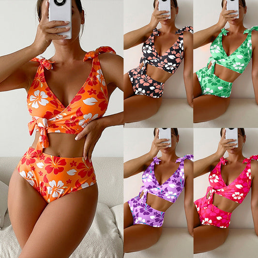 Floral High Waisted Bikini by Andrea Serena