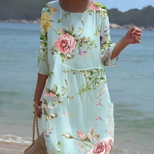 Andrea's™ | Geblümtes Kleid mit Rundhalsausschnitt