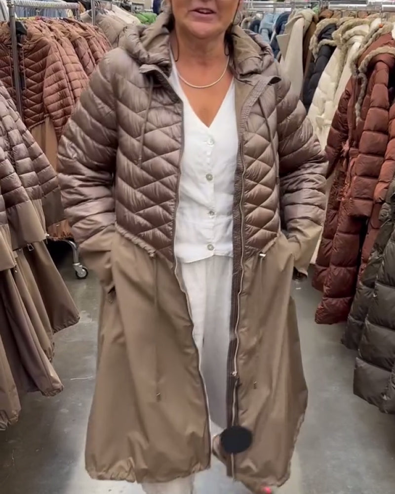 Andrea's™ | lange gesteppte Jacke mit Kapuze