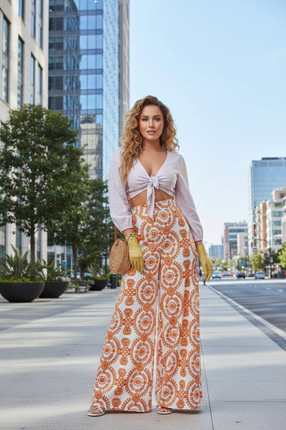 Andrea Serena Bootcut-Hose mit lebhaftem Print