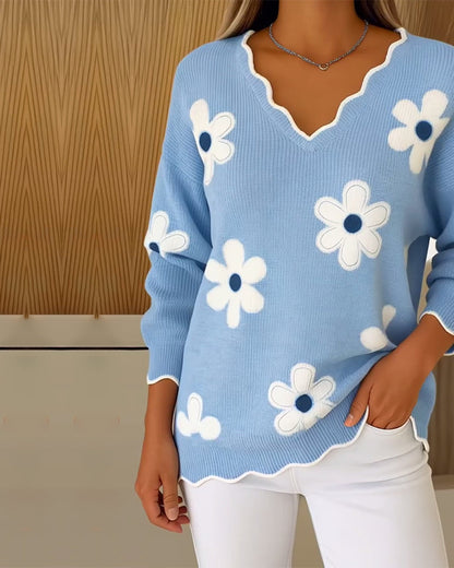 Andrea's™ | Pullover Jacquard V-Ausschnitt modisch